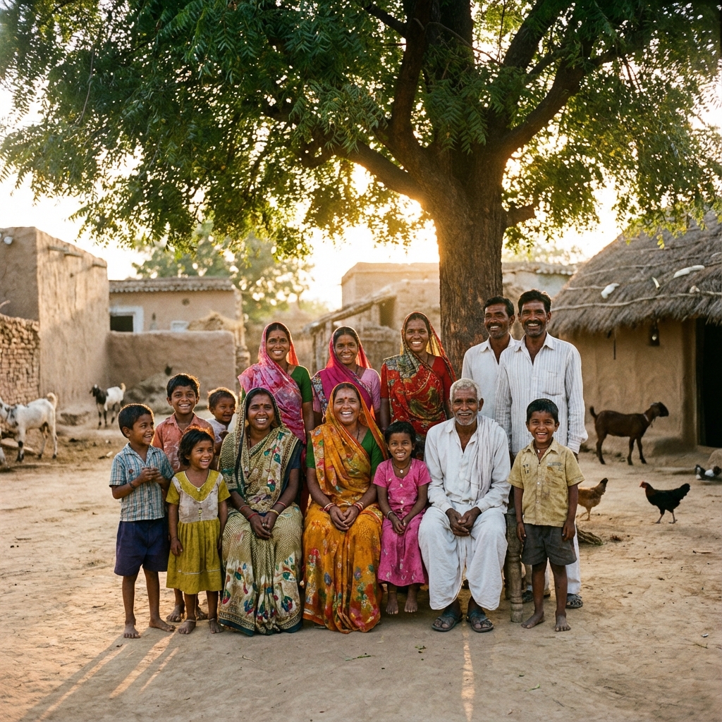 Community members and children smiling